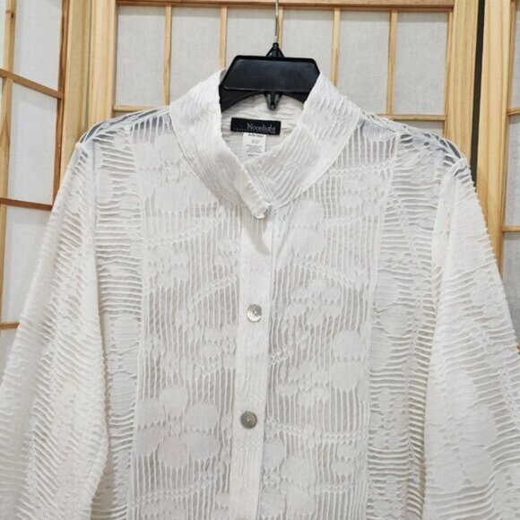 Moonlight Y&S Fashion Design Womens White Sheer Blouse Sz S - Picture 6 of 14